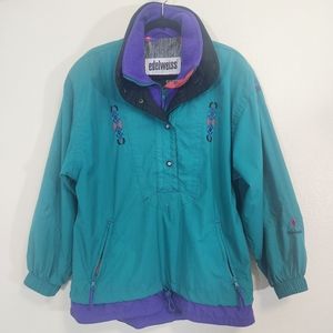 Edelweiss Retro VTG 80s Ski Winter Jacket Shell Womens Medium RARE Blue Vintage